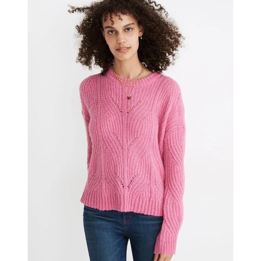 Madewell Size XS Pink Charley Pullover Sweater Cable Knit Alpaca Blend GUC**